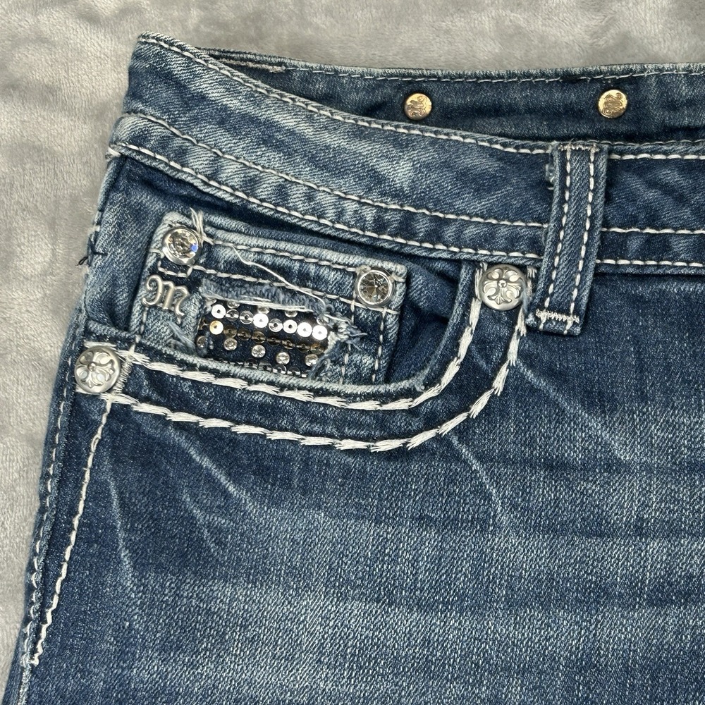 Miss Me Womens Easy Boot Sz 31 Jeans Measured 35x31 Rhinestone Western Cowgirl - Picture 4 of 12